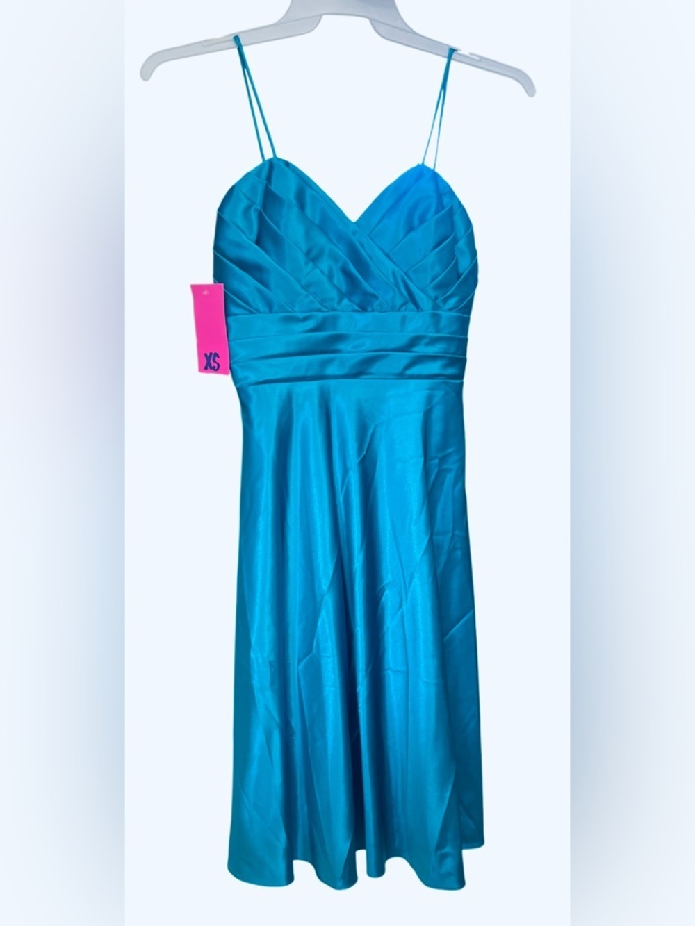 CINDERELLA DESIGN - 👗Teal Blue Satin Midi Dress